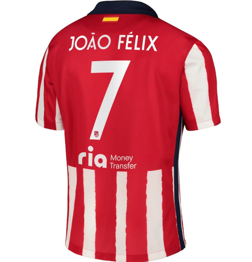 Atlético Madrid Metropolitano Home Kit Soccer Jersey with João Félix 7 printing 2020/21